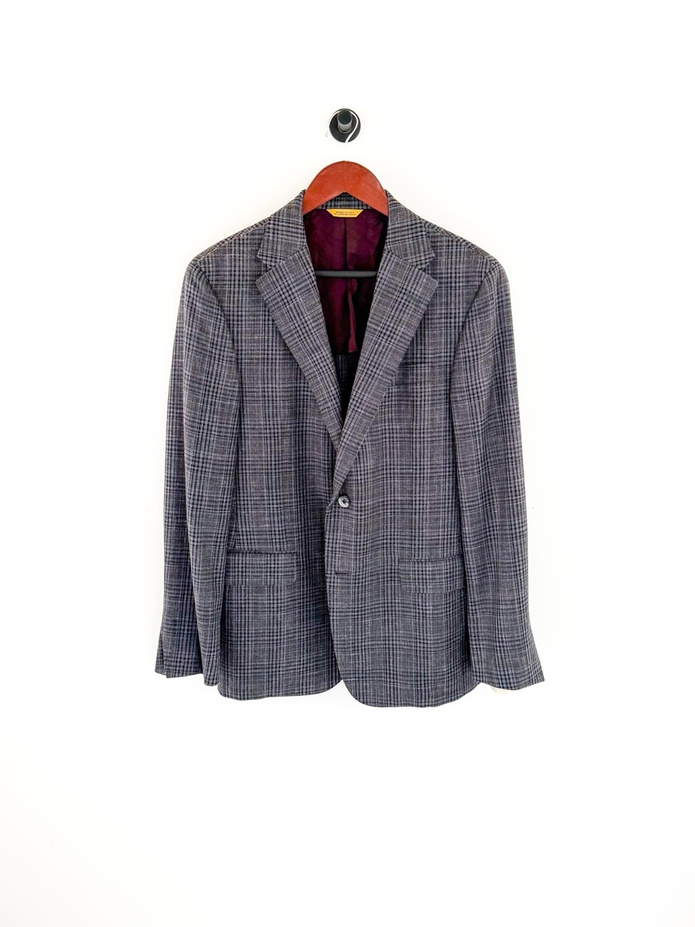 NEW Hickey Freeman Wool Silk Linen Gray Blue Plaid Blazer Sport Coat 40R Men's - Picture 4 of 16